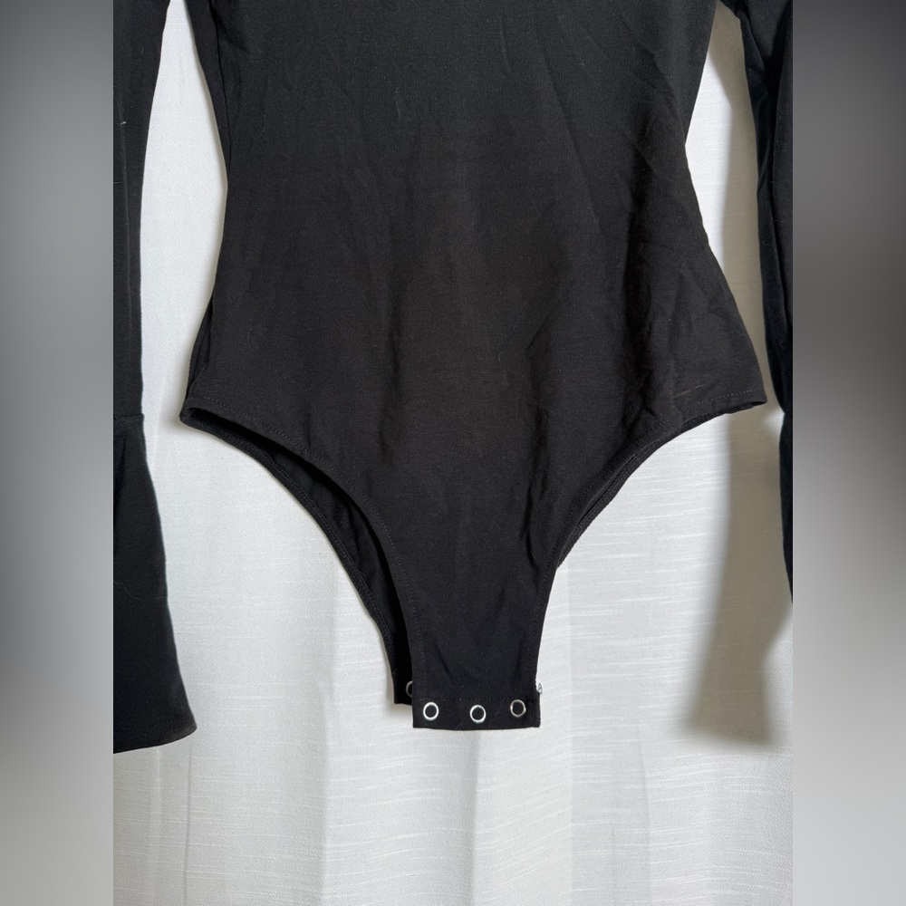 Chaser Black Long Sleeve Cutout Bodysuit Snap Closure | Size XS - Picture 7 of 10